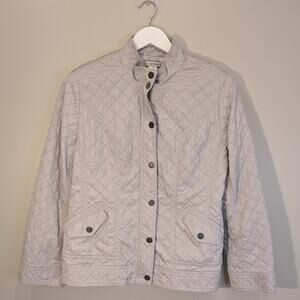 Laura Ashley Quilted Jacket Silver Grey Packable Lightweight Layer - Size M
